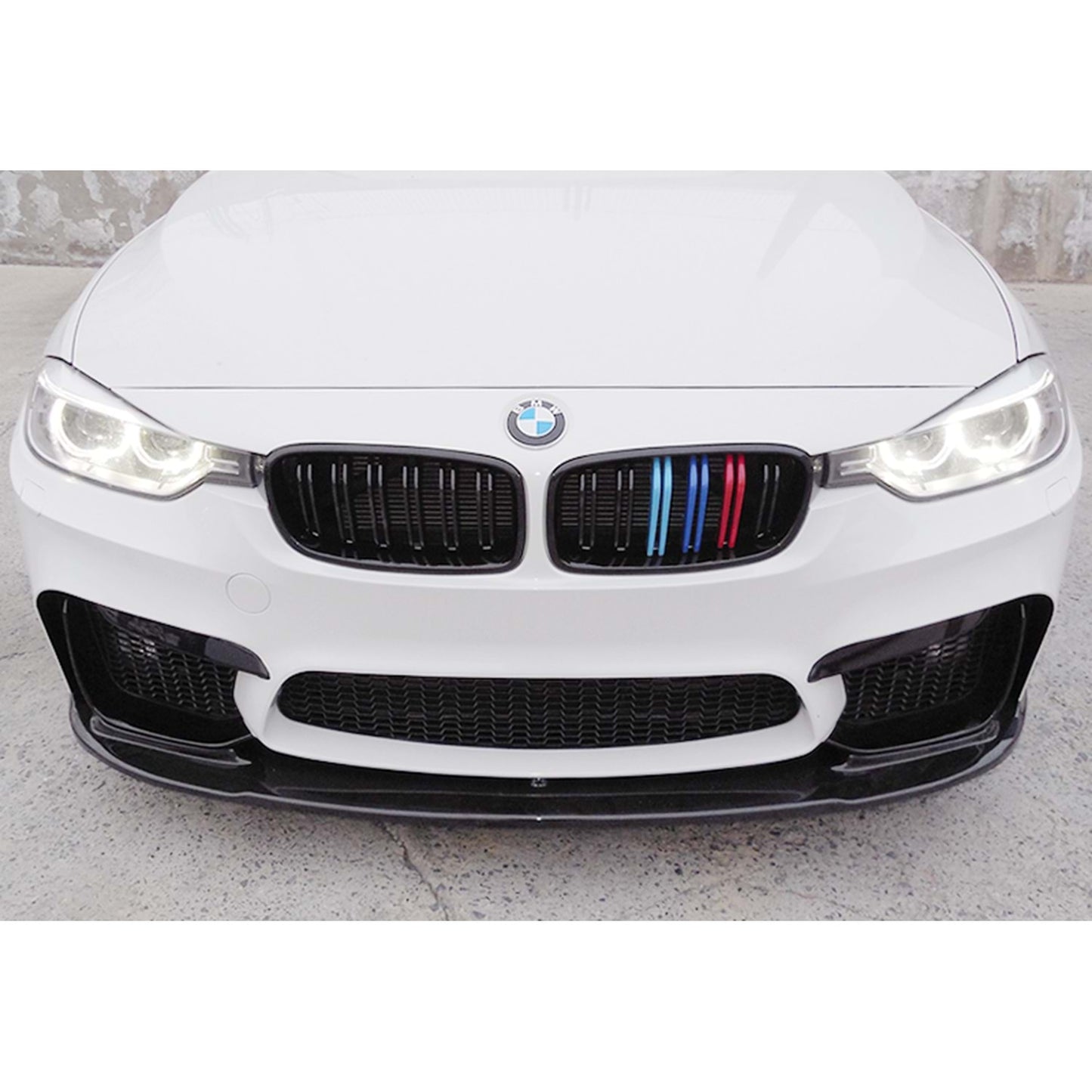 SPOILER FAȚĂ PENTRU BMW SERIA 3 F30 PENTRU BARĂ DE PROTECȚIE M3 NEGRU LAC PIAN