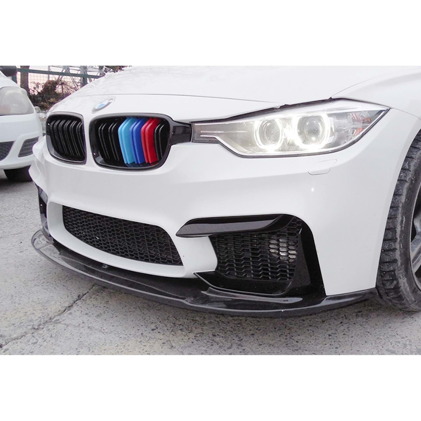 SPOILER FAȚĂ PENTRU BMW SERIA 3 F30 PENTRU BARĂ DE PROTECȚIE M3 NEGRU LAC PIAN