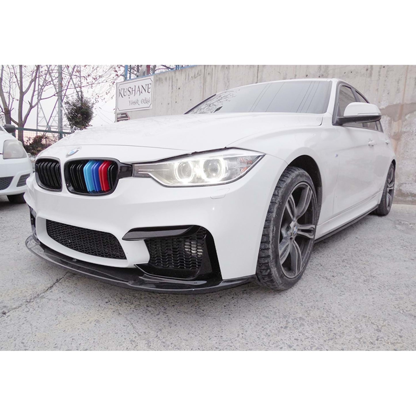 SPOILER FAȚĂ PENTRU BMW SERIA 3 F30 PENTRU BARĂ DE PROTECȚIE M3 NEGRU LAC PIAN