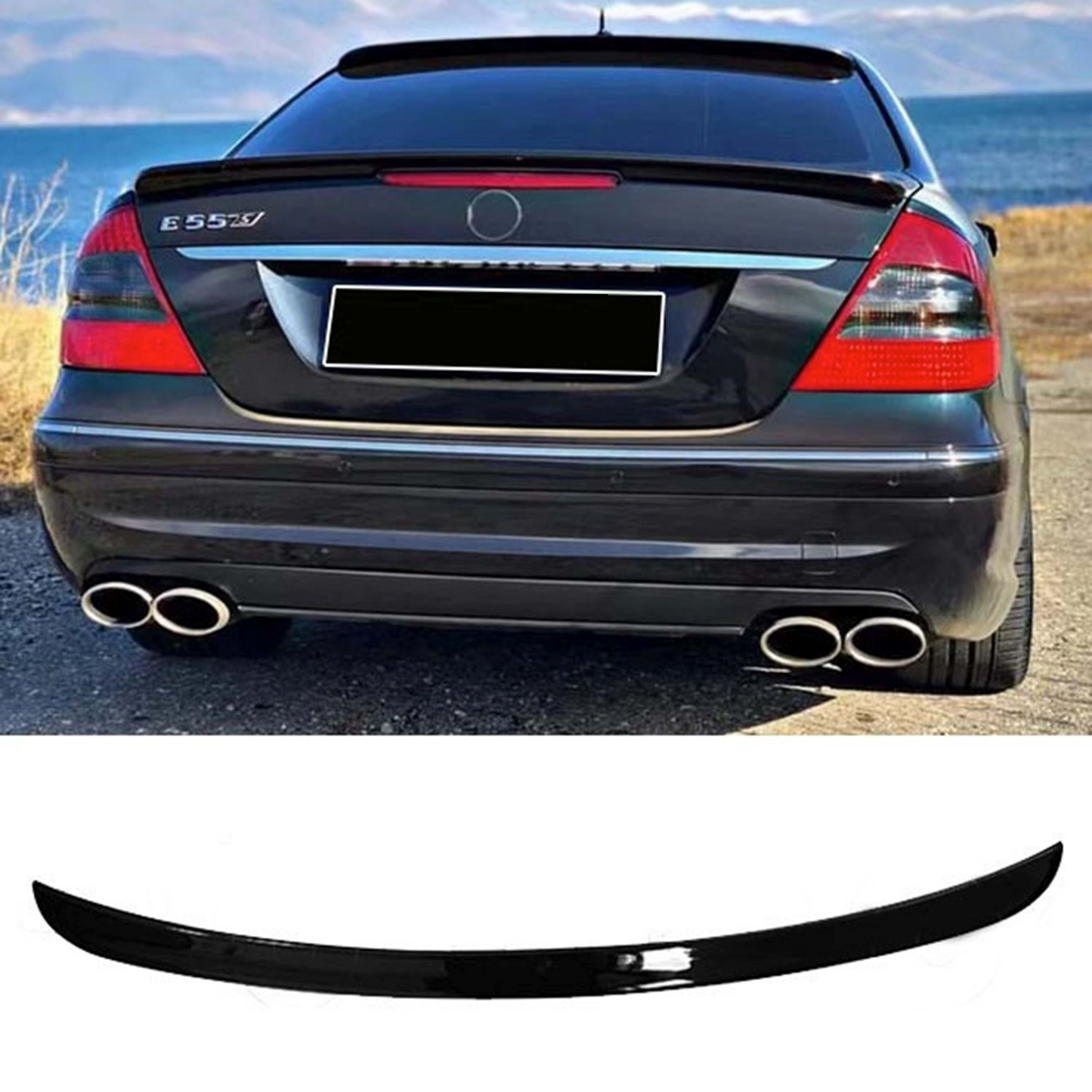 Спойлер за багажник за Mercedes E Class W211 черен пиано лак