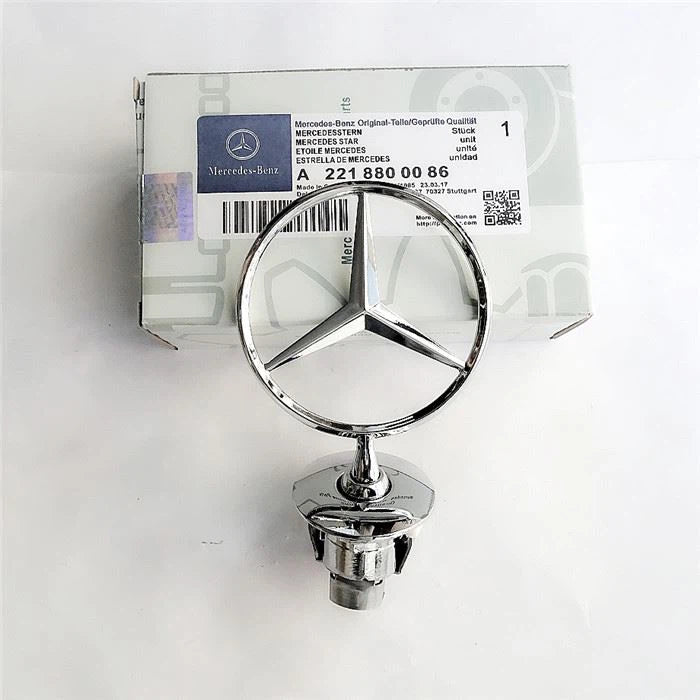 Емблема за капак Mercedes-Benz A2218800086 – Хромирана звезда (малка основа, без гравировка)