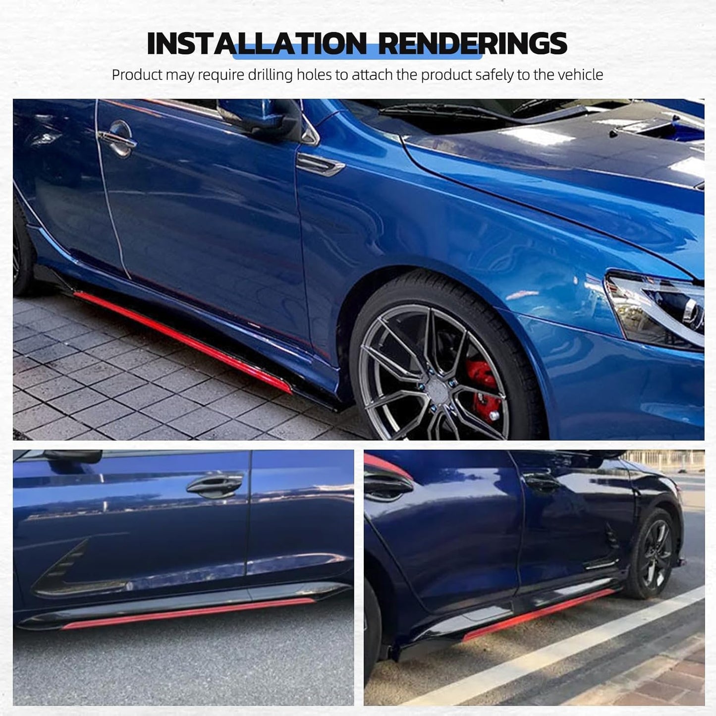 УНИВЕРСАЛНИ ТУНИНГ ПРАГОВЕ ЧЕРЕН ПИАНО ЛАК С ЧЕРВЕНИ ЛАЙСНИ